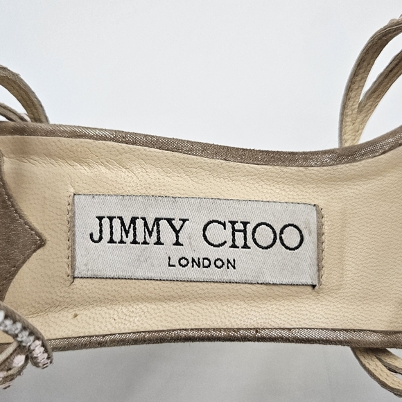 Jimmy Choo Diva Crystal Heel Shimmer Suede Box Dust Bag , Size 37 - Picture 3 of 10